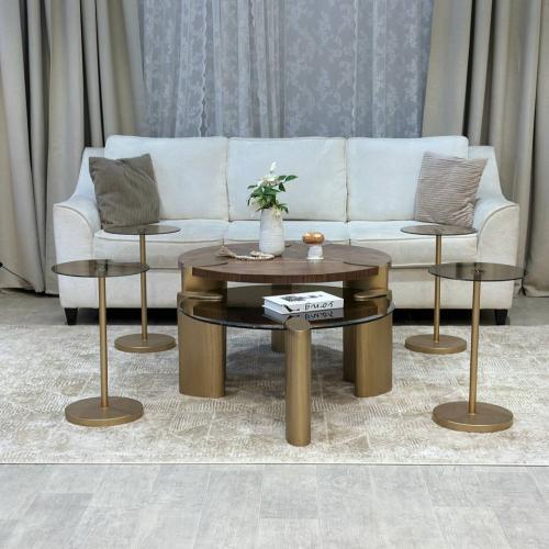 طقم طاولتين متداخلة مع 4 خدمة - بتصميم أنيق وعمليT...