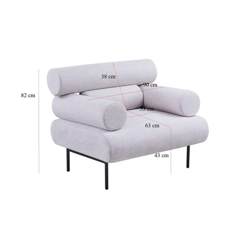 كرسي قماش كنب لون رمادي فاتح