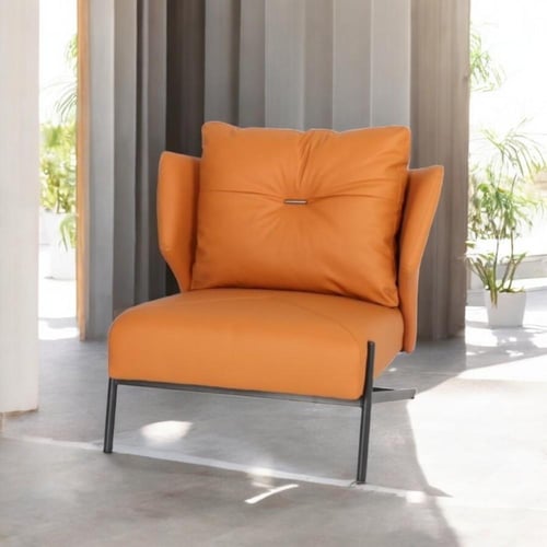 كرسي جلد فخم لون برتقالي