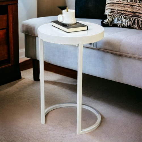 طاولة خدمة عصرية شكل دائري تدخل في الكنب لون أسود