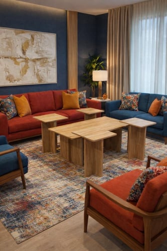 طقم طاولات ضيافة مودرن بني (4+1)