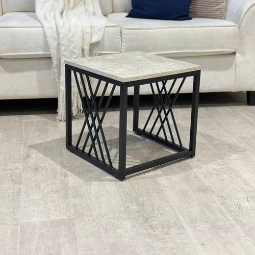 طقم طاولات شاي خشب رمادي 3 قطع