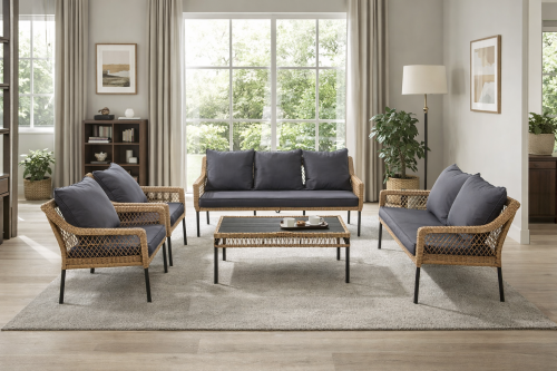 طقم كنب 7 شخص لون اسود