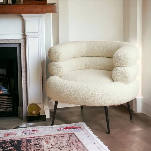 كرسي بوكلية أبيض ارجل ذهبي - متعدد الألوان (AN)