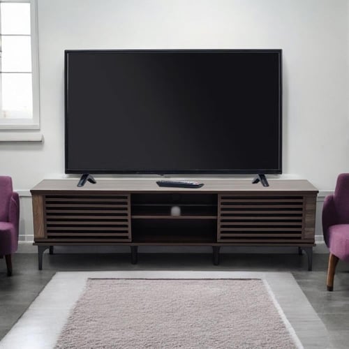 طاولة تلفزيون خشب بني بتصميم عصري مقاس 160 سم *أوت...