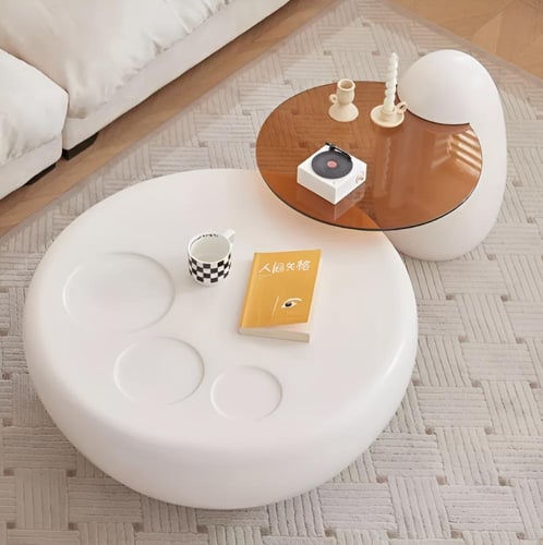 طاولة قهوة مستديرة مع جانبية