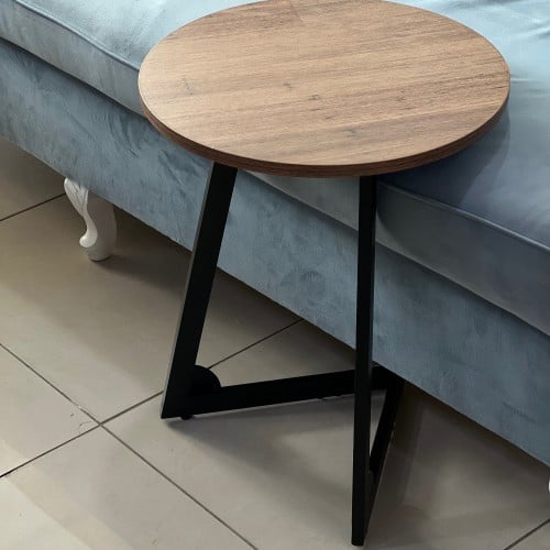 طاولة خدمة خشب بني قواعد حديد بتصميم X