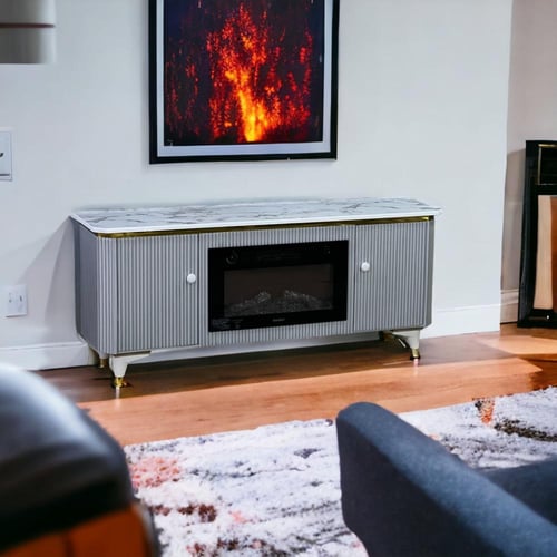 دفاية مع طاولة بلازما لون فضي