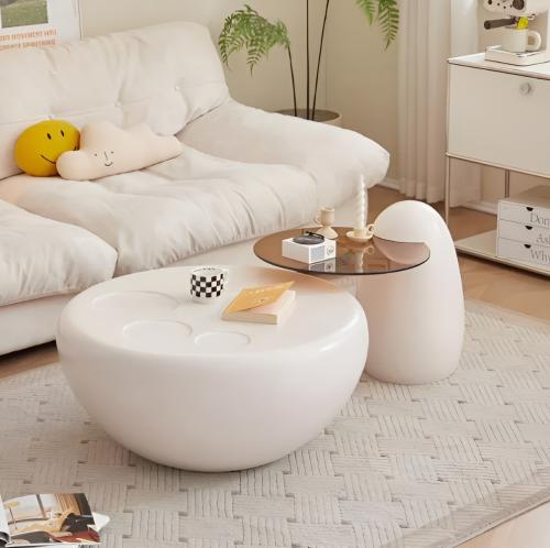 طاولة قهوة مستديرة مع جانبية