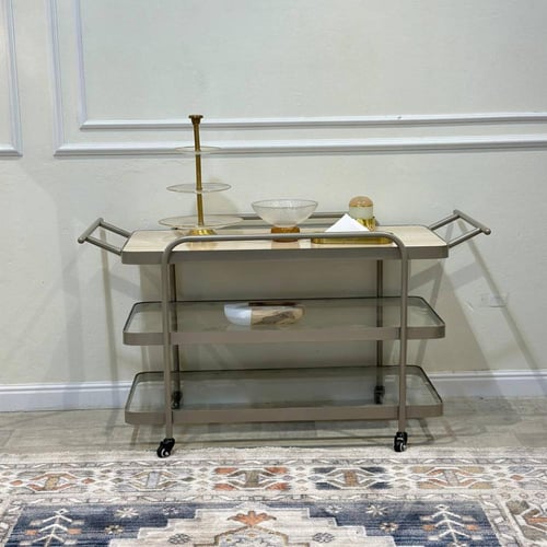 عربية بديل رخام مع زجاج 3 دور لون شمباني