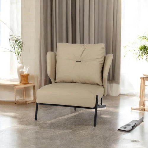 كرسي جلد فخم لون بيج