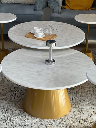 طقم طاولتين دائرية + 4 خدمةAB