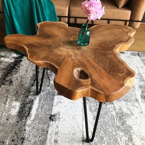 طاولة ضيافة خشب طبيعي مقاس كبير