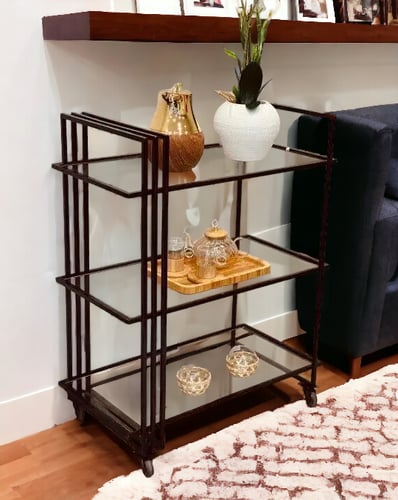 عربية تقديم أسود 3 دور زجاج شفاف - متعددة ِ الألوا...