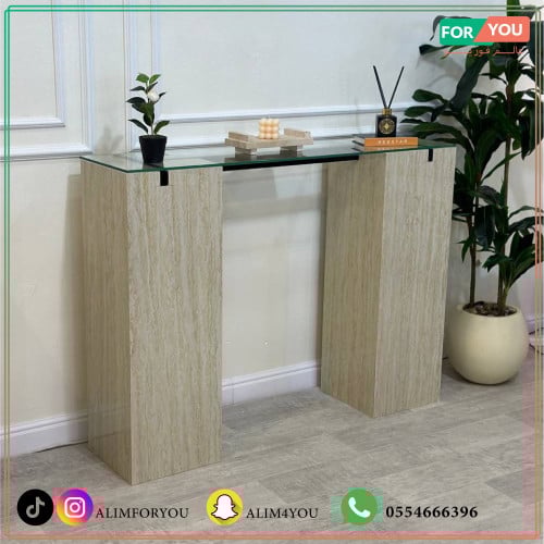 كونسول -مدخل بديل الرخام بسطح زجاجي