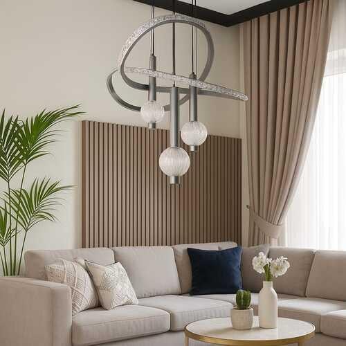 ثريا مودرن علاقي رمادي–ثلاثة اضاءات ليد LED