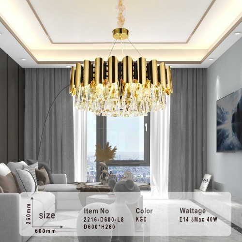 ثريات سقف مودرن كريستال ذهبي ستايل اوروبي