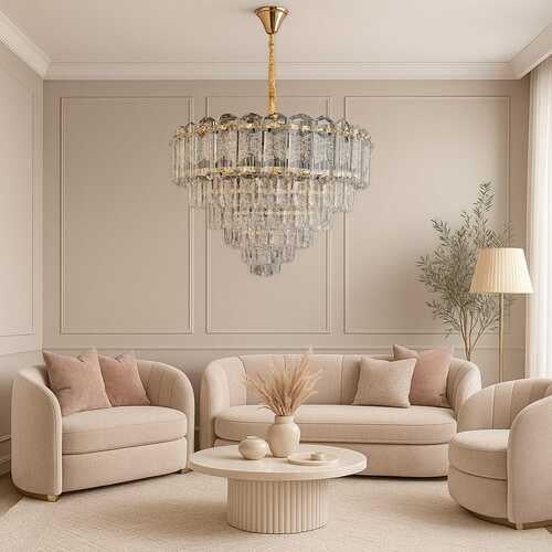 ثريا كريستال مودرن سقف بلون ذهبي – فخامة راقية لصا...