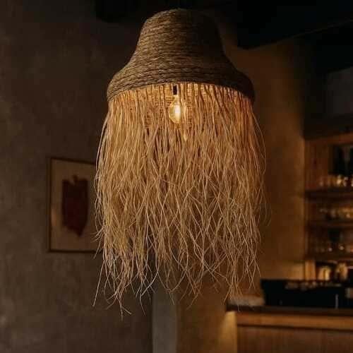 ثريا علاقي بوهيمي من الخيزران مقاس 35سم - اضاءة صف...