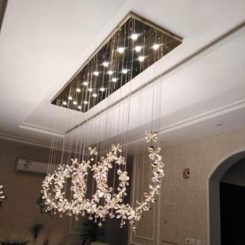 ثريا علاقي كريستال K9 كلاسيك ذهبي مستطيل 2 متر