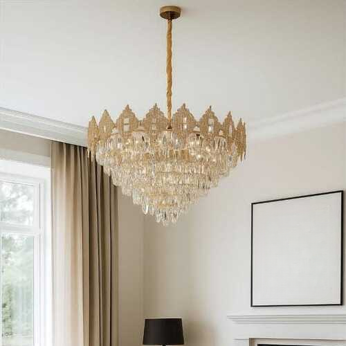 ثريا سقفية كريستال لون ذهبي- باحجام مختلفة- اضاءة...
