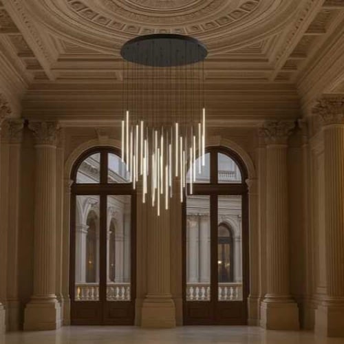 ثريا مودرن علاقي قبب 40 لمبة نزول 8 متر لونين ذهبي...