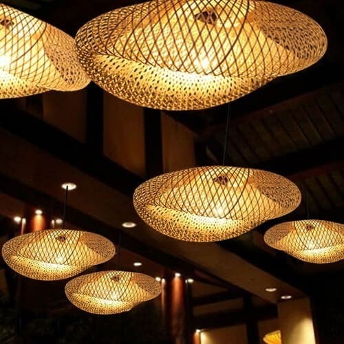 ثريات مودرن بوهيمي خيزران ريفية على الطراز الصيني...