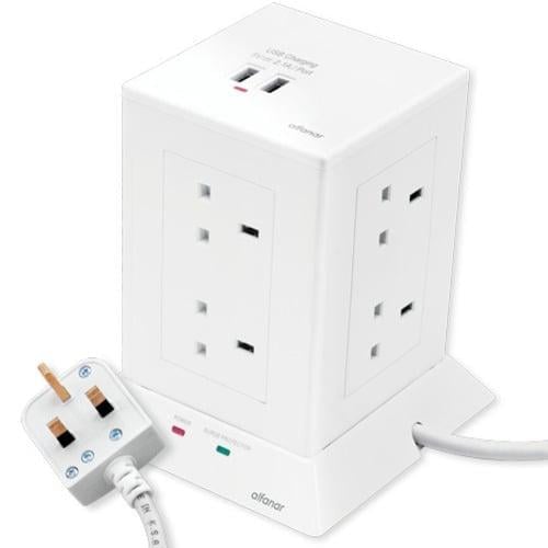 توصيلة كهرباء الفنار 8 مدخل 3 متر مع مخرجين USB شح...