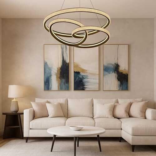 ثريا مودرن علاقي باللونين اسود وذهبي لاتية 80 سم–ث...