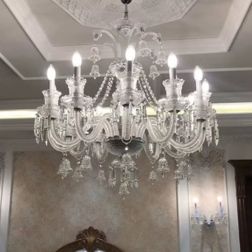 ثريا كلاسيك بكارات كريستال زجاج لون فضي