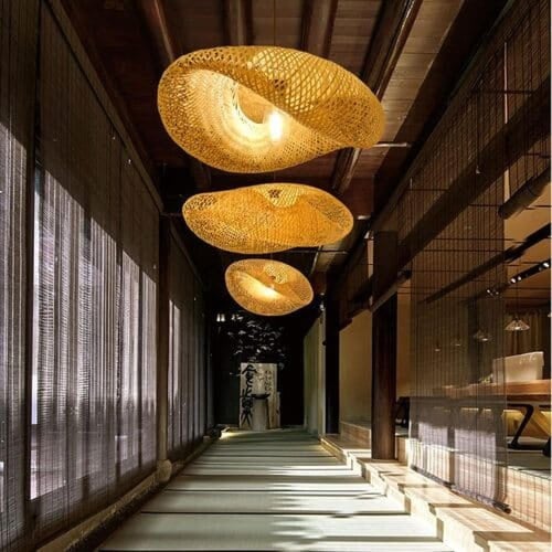 ثريات سقف بوهيمي ريفية من الخيزران