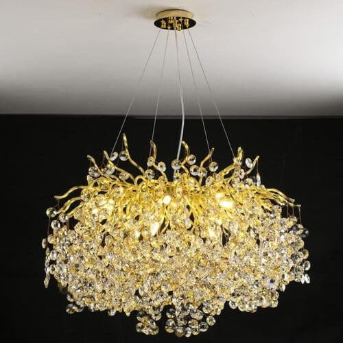 ثريا كريستال سقفية قروش عسلي شفاف – تصميم فاخر لصا...