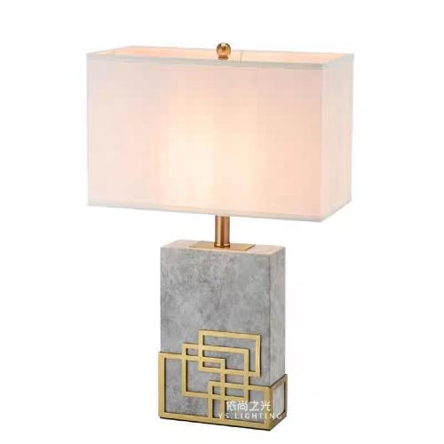 مصباح طاولة طربوش قماش قاعدة رخامي مزخرف لمبة ليد...