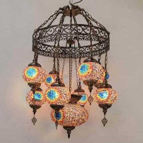 ثريا تركي موزاييك احمر في ازرق مزخرف