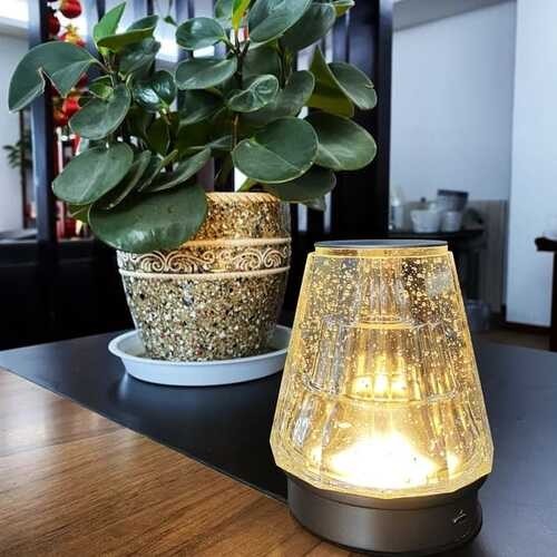 مصباح طاولة من الكريستال قابل لإعادة الشحن بمنفذ U...