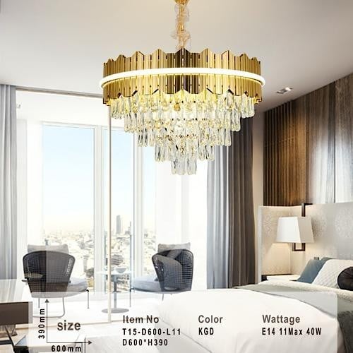 ثريات سقف مودرن كريستال ذهبي