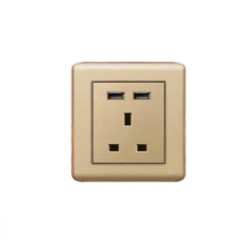 فيش 13امبير مع USB ذهبي