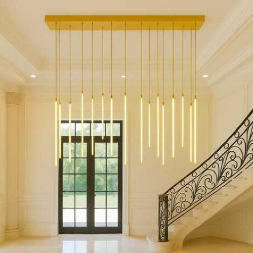 ثريا مودرن قبب نزول 3 متر لونين ذهبي واسود باحجام...