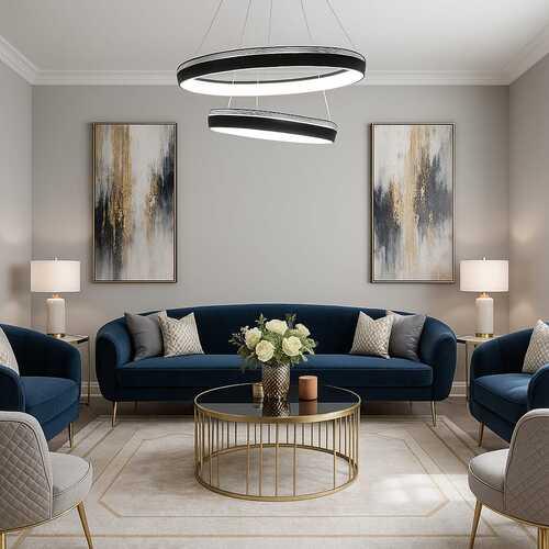 ثريا مودرن علاقي اسود دورين–ثلاثة اضاءات ليد LED