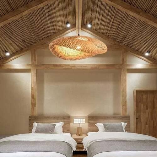 ثريات مودرن بوهيمي خيزران ريفية على الطراز الصيني...