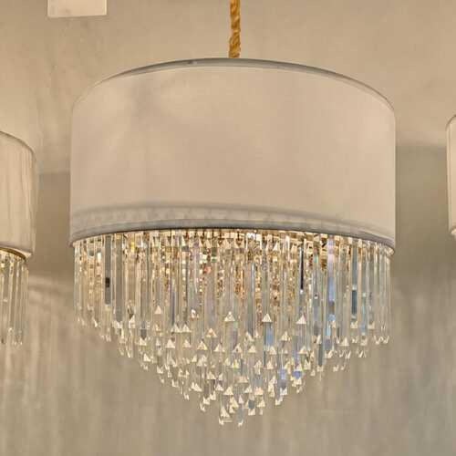 نجف سقف مودرن ذهبي مع كريستال شفاف