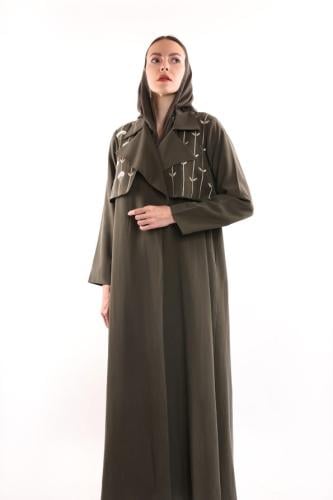 Embroidered Trench Abaya