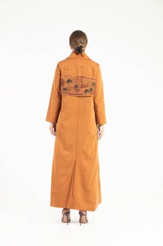 Alaula Trench Abaya with Embellished Back