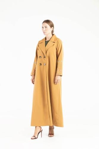 Alaula Trench Abaya with Embellished Back