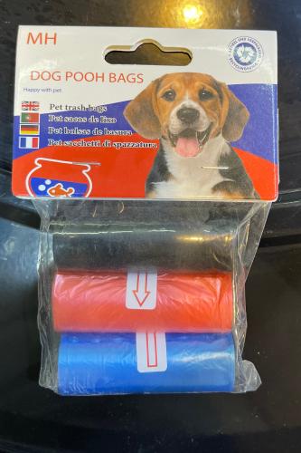 3 لفات أكياس نفايات الكلاب