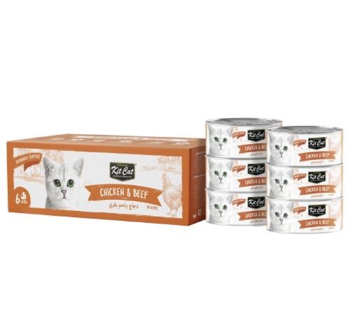 كت كات علب متعددة دجاج منزوع العظم مع لحم البقر 6*...