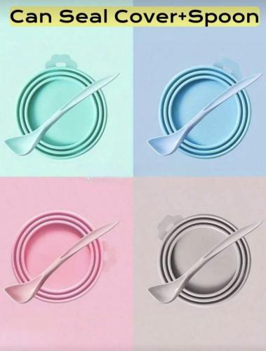 غطاء علب مع ملعقة لون عشوائي حاوية تخزين أغذية