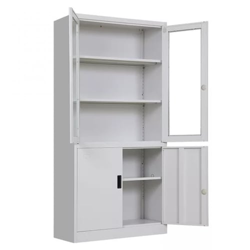 دولاب حديد رصاصي ملفات قسمين زجاج ودرفتين - مؤسسة...