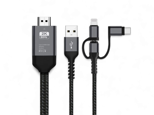 كيبل HD للشاشة 3 في 1 بطول 2 متر قماش ضد القطع