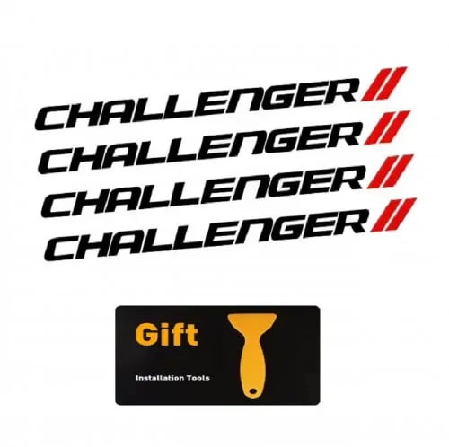 A set of stickers for rims with the Challenger log...